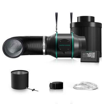 Kits de culture Mars Hydro - Ventilateur de conduit en ligne de 4/6 pouces et filtre à charbon combinés avec contrôleur de thermostat